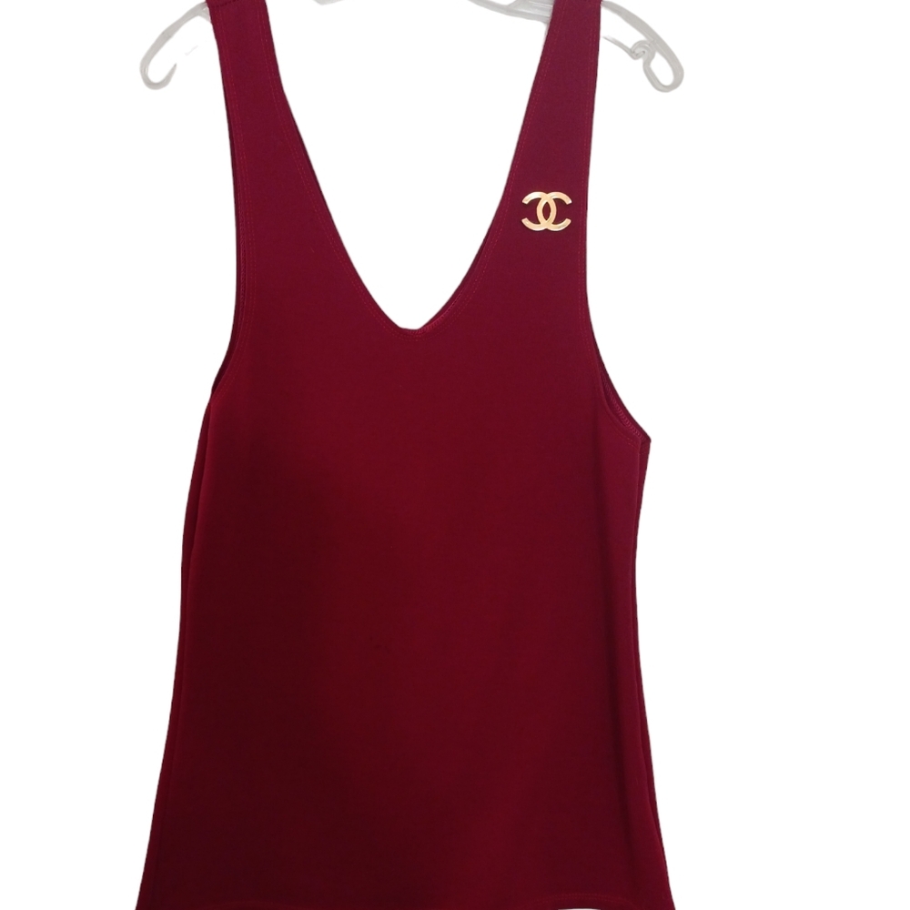 Tank Top Tunic Sz S RED with EMBLEM One of a kind